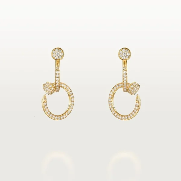 Yellow Gold Tone Clou Earrings With Sparkling Stone Perfect Gift Ideas