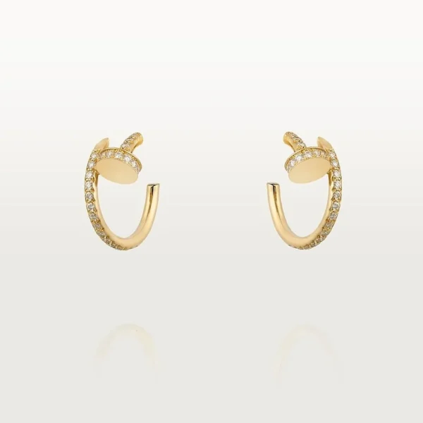 Yellow Gold Tone Clou Unisex Earrings With Sparkling Stone Best Gift Ideas For Friends