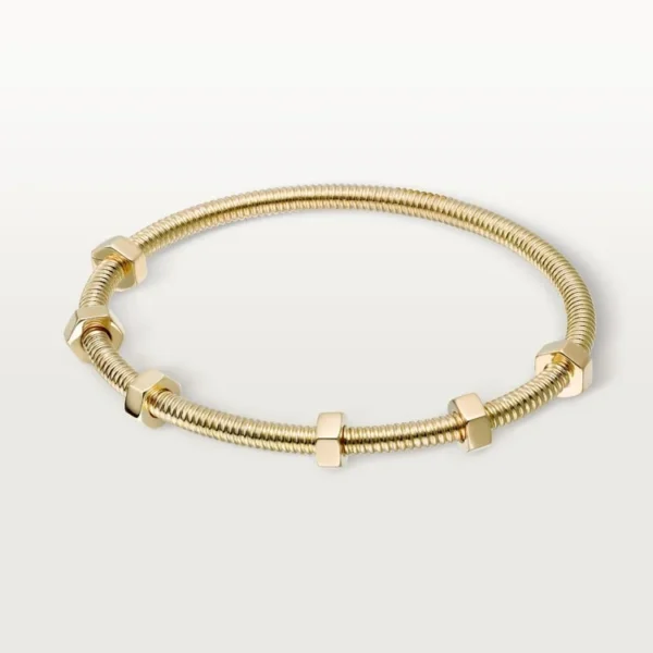 Yellow Gold Tone Ecrou Bracelet Bold Design Unisex Gift Ideas