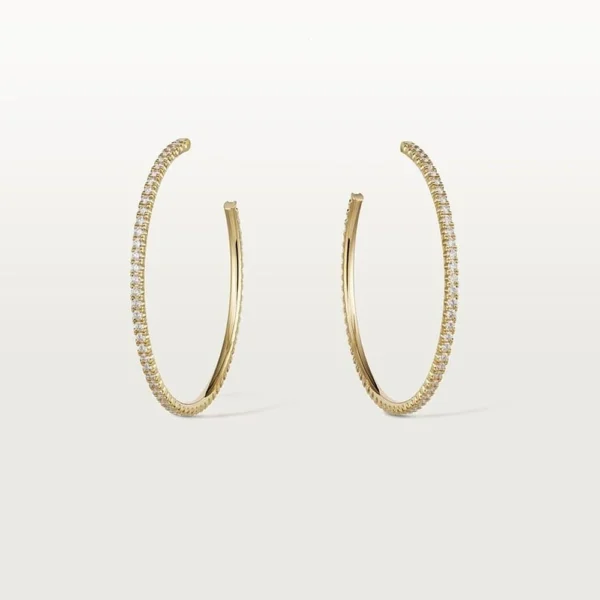 Yellow Gold Tone Etincelle Hoop Earrings With Sparkling Stone Gift Ideas For Her
