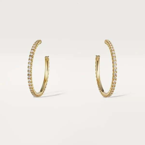 Yellow Gold Tone Etincelle Hoop Earrings With Sparkling Stone Gift Ideas For Women