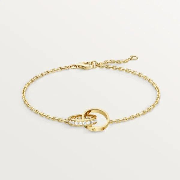Yellow Gold Tone Interlocking Chain Love Bracelet Unisex Gift Ideas