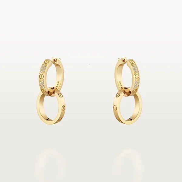 Yellow Gold Tone Love Women's Earrings With Sparkling Stone Best Gift Ideas