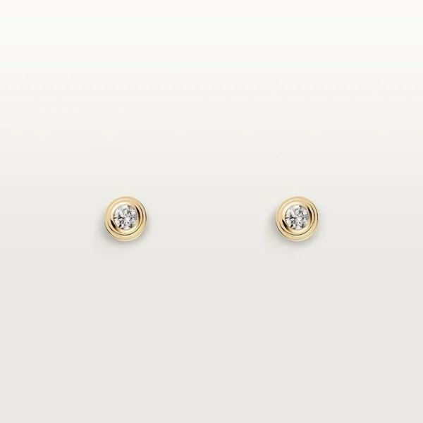 Yellow Gold Tone Stud Earring With Sparkling Stone Best Gift For Women