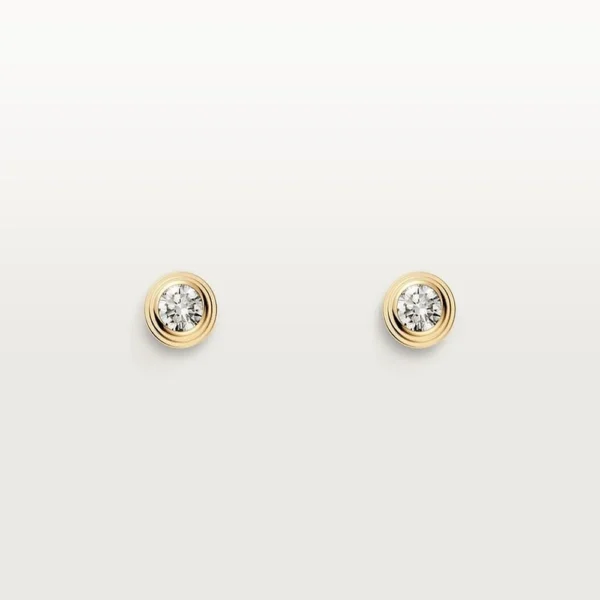Yellow Gold Tone Stud Earring With Sparkling Stone Cool Gift For Women