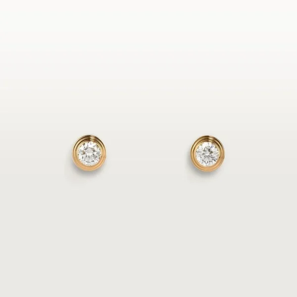 Yellow Gold Tone Stud Earrings With Sparkling Stone Best Gift For Women