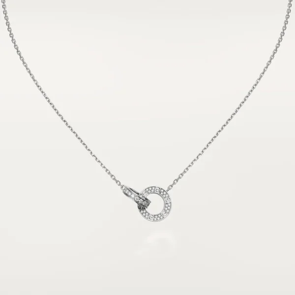 Love Interlocking White Gold Tone Necklace Sparkling Jewelry Gift Ideas