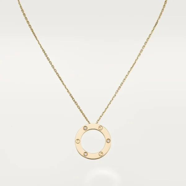 Love Yellow Gold Tone Necklace Sparkling Jewelry Gift Ideas
