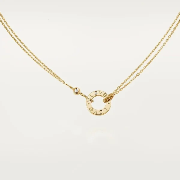 Love Yellow Gold Tone Necklace With Sparkling Stone Jewelry Ideas For Couple