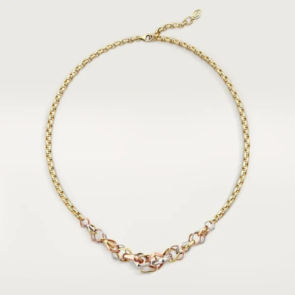 Trinity Necklace Tri-Tone Chain Link Gold Tone Bold Design Jewelry Gift Ideas