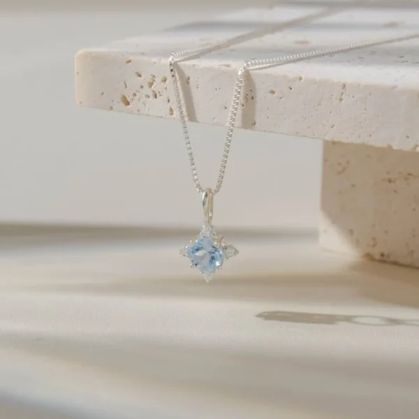 Elegant Star Necklace 925 Sterling Silver Minimal Gemstone Pendant