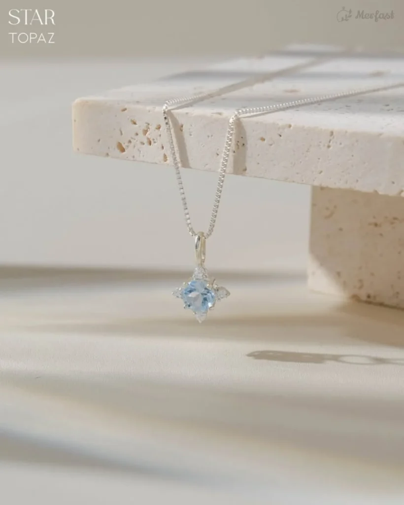 Elegant Star Necklace 925 Sterling Silver Minimal Gemstone Pendant