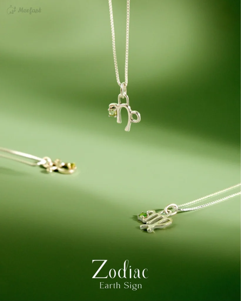 Zodiac Earth Sign Gemstone Necklace 925 Sterling Silver
