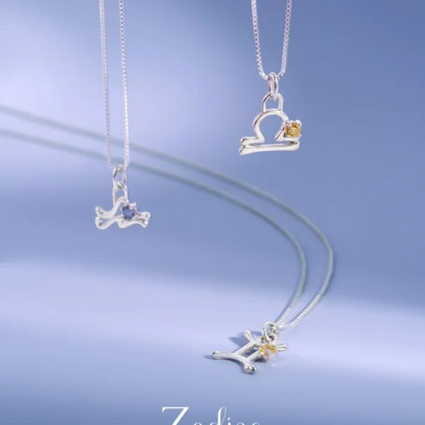 Zodiac Air Sign Gemstone Necklace