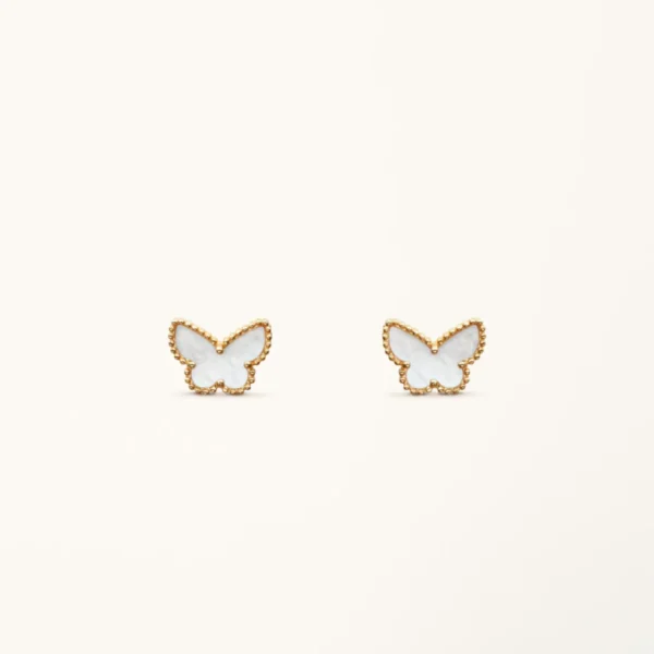 Butterfly Earrings Sweet Gold Mother of Pearl High Quality