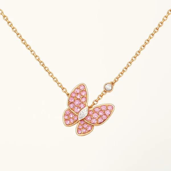 Butterfly Necklace Rose Gold Diamond Butterfly Pendant Sparkling Design High Quality