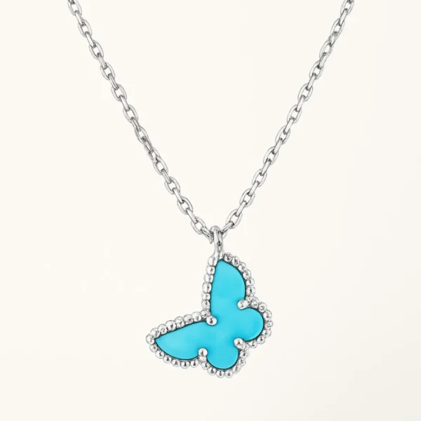 Butterfly Necklace Silver Turquoise Pendant Elegant Design High Quality