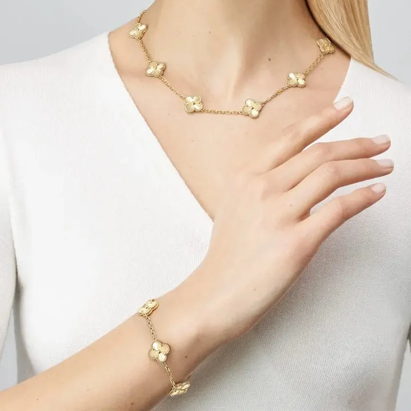 Clover Bracelet 5 Fluted Motifs Chain Luxury Inspired g2