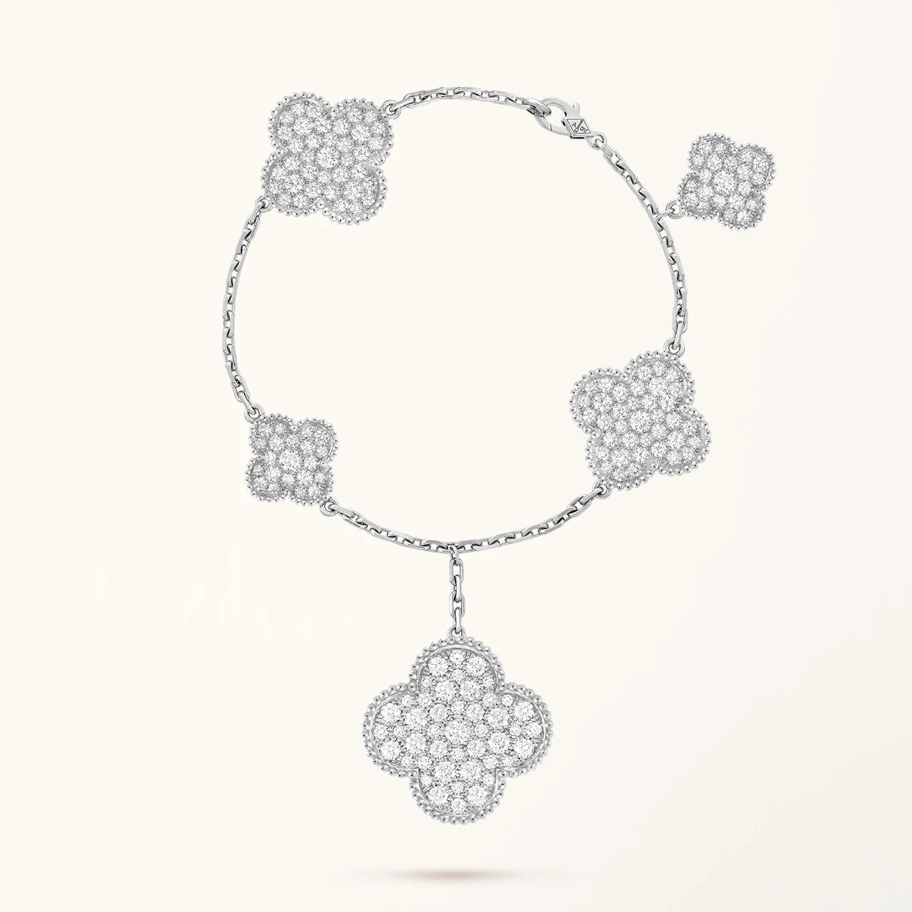 Clover Bracelet Silver 5 Motifs with Cubic Zirconia High Quality - Thumbnail Clover Bracelet Silver 5 Motifs with Cubic Zirconia High Quality Thumbnail