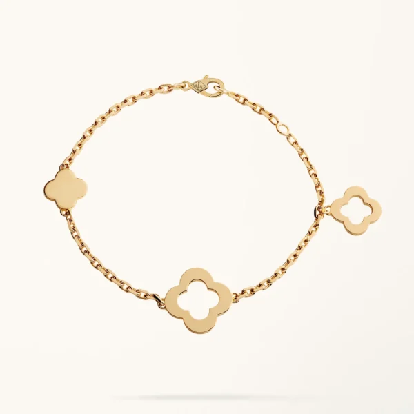 Gold Clover Bracelet for Women 3 Motif Minimal Outline Gift Jewelry