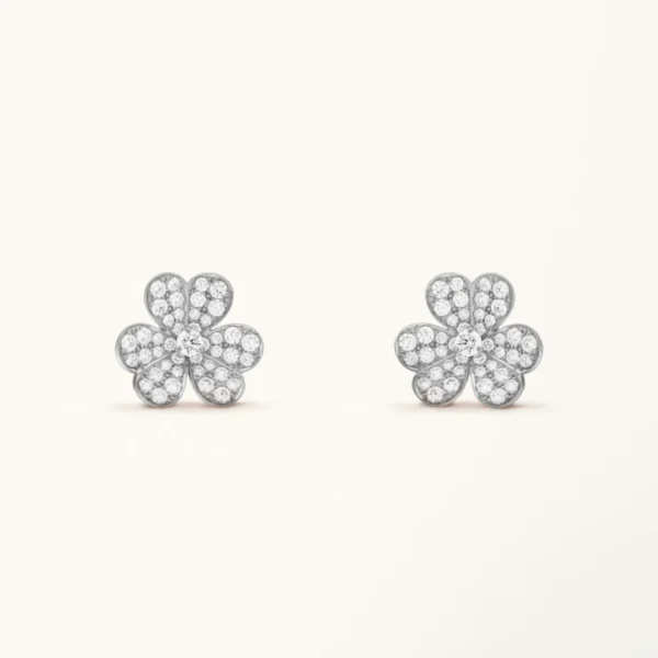 Clover Earrings Cosmos Silver Diamond High Quality