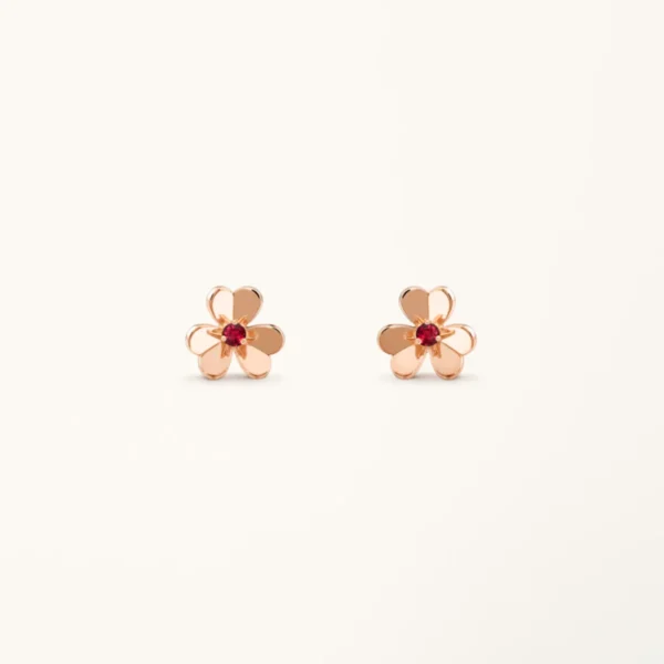 Clover Earrings Frivole Pink Gold Flower Pink Stone Stud High Quality