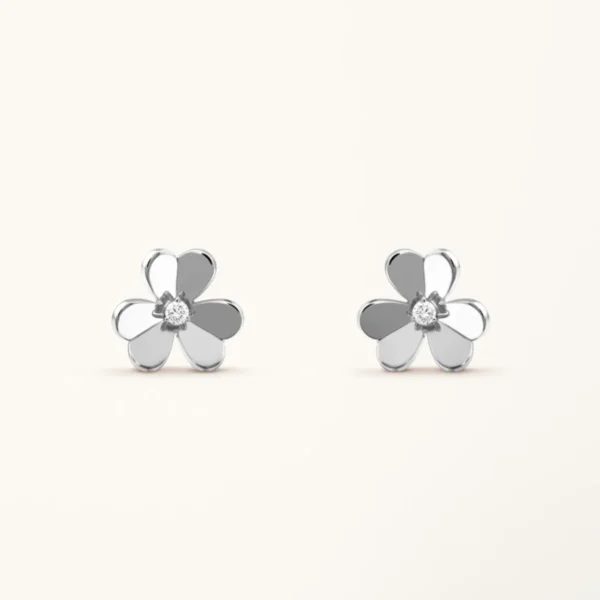 Clover Earrings Frivole Silver Mini Flower Diamond Stud High Quality