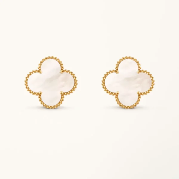 Clover Earrings Mini Gold Mother Of Pearl Design High Quality
