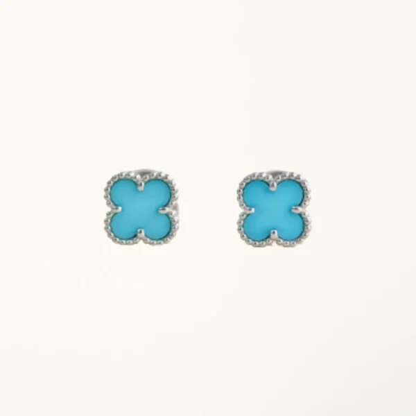 Clover Earrings Mini Silver Turquoise Stud High Quality