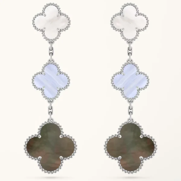 Clover Earrings Silver MOP 3 Motifs Elegant Luxury High Quality