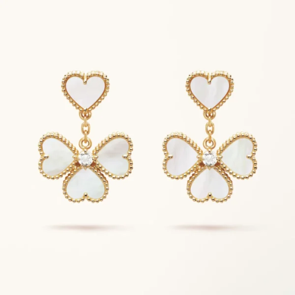 Clover Earrings Sweet Gold MOP Diamond High Quality