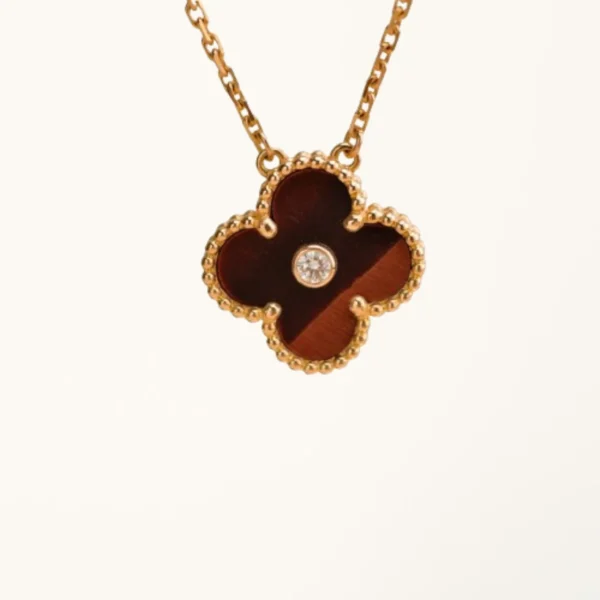 Clover Necklace Gold Carnelian Clover Pendant High Quality