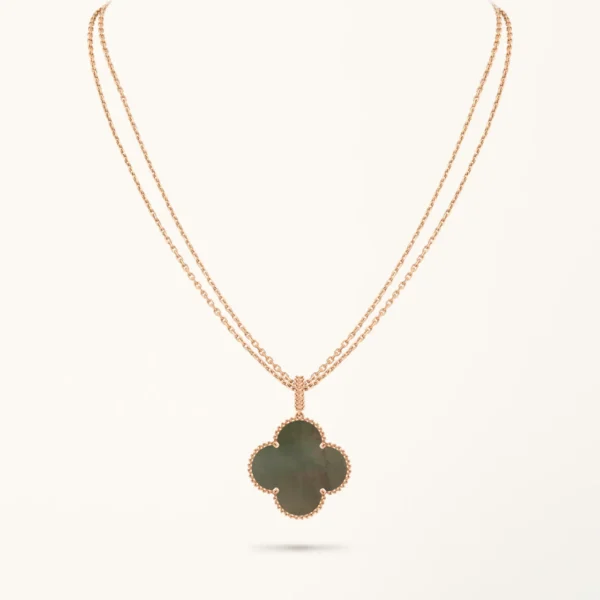 Clover Necklace Gold Dark MOP Big Clover Pendant Elegant Design Premium Quality