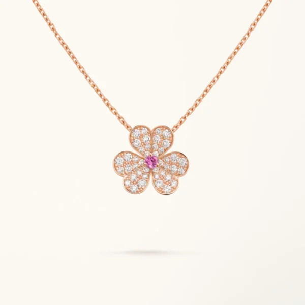 Frivole Necklace Flower Rose Gold Diamond Pendant Sparkling Design High Quality