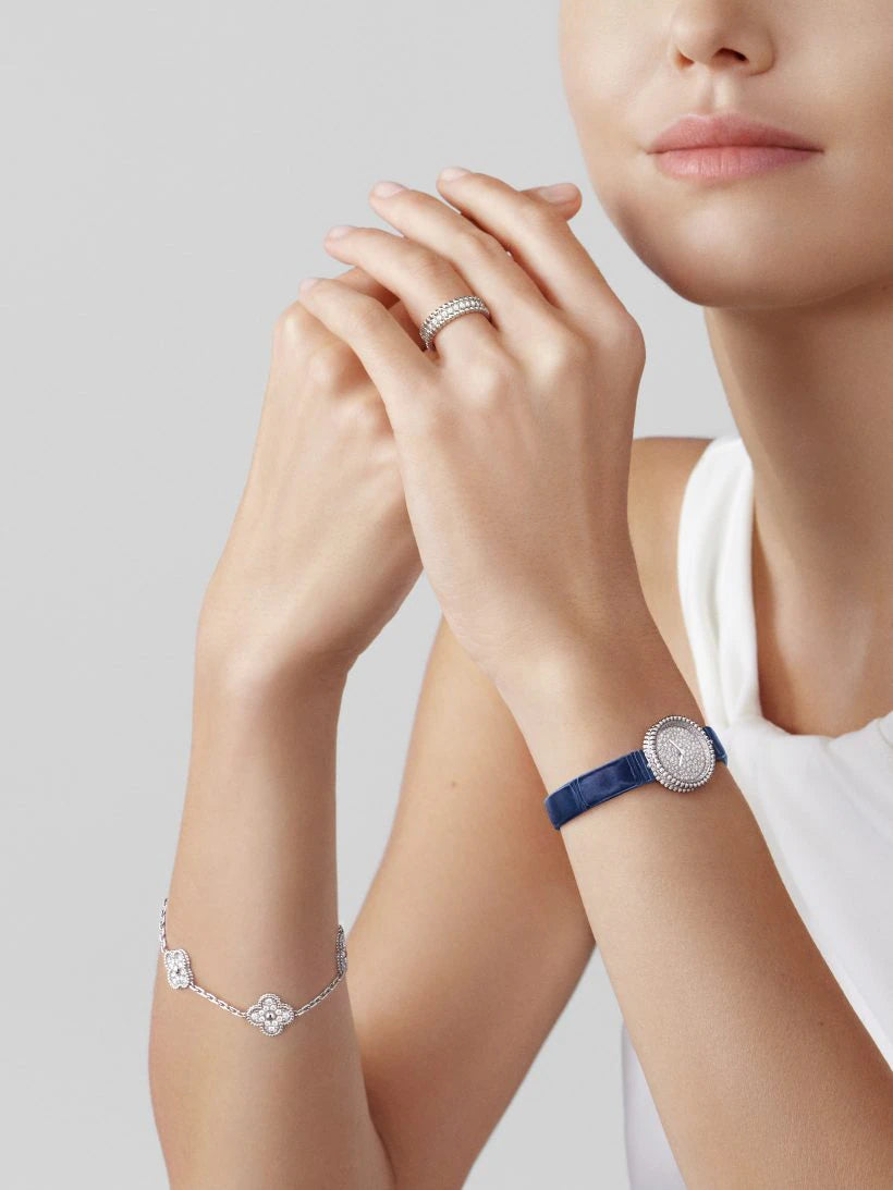 clover 5 motifs silver diamond bracelet r6tl1