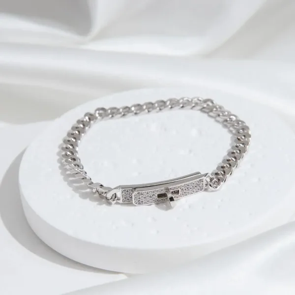 Kelly Chain Bracelet Silver Diamond Lock High Quality