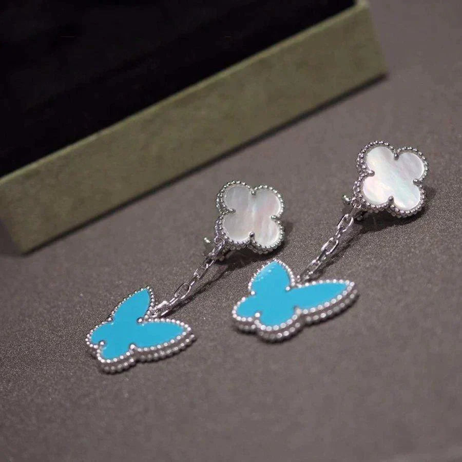 lucky butterfly mop turquoise earrings hruzn