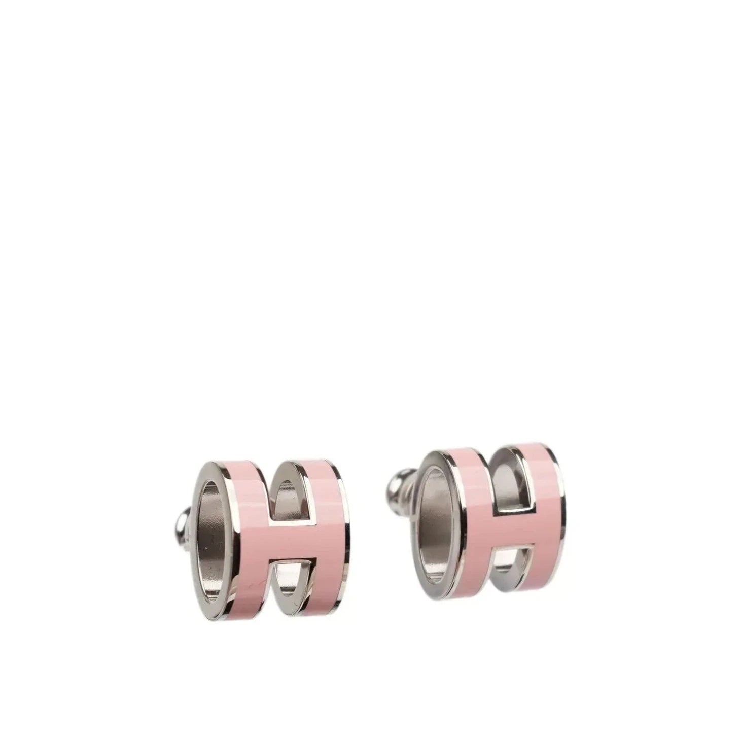 mini pop h silver earrings pink