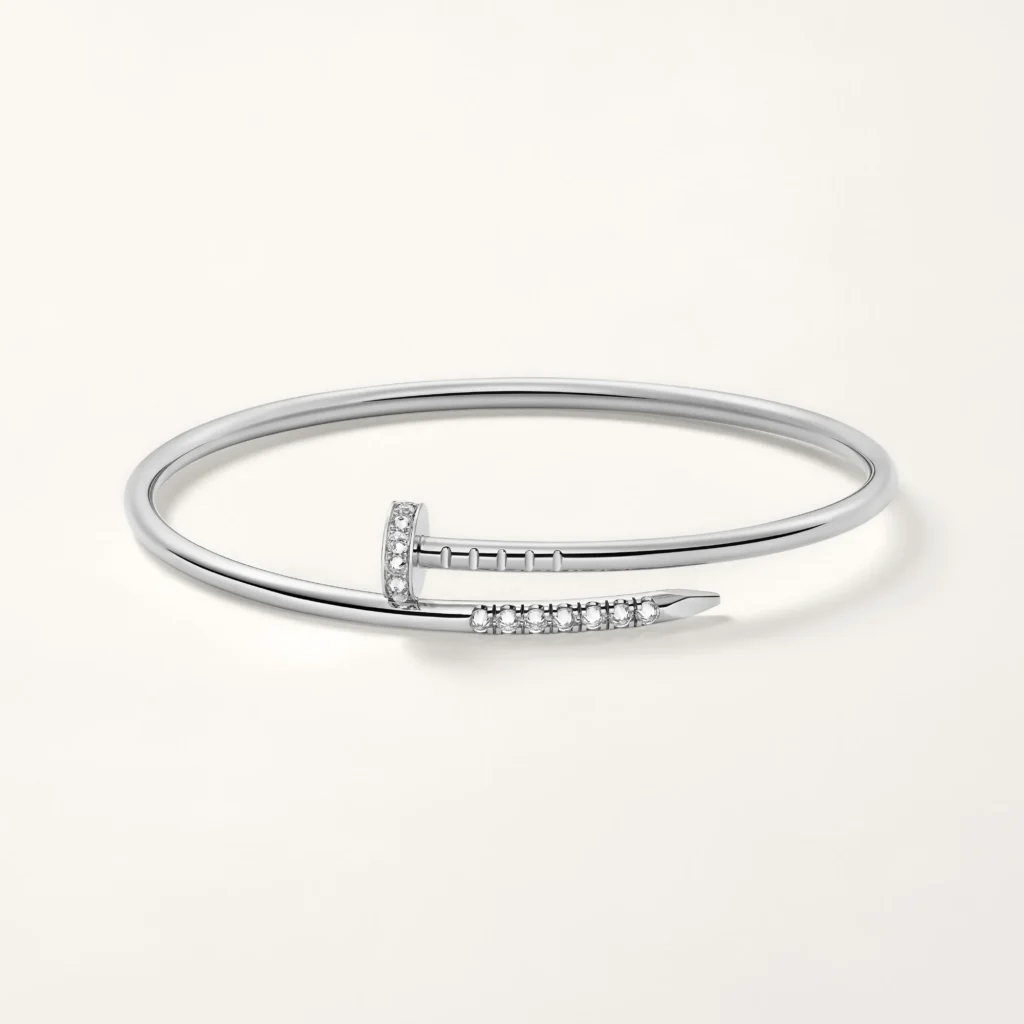 Nail Design Bracelet Silver Reverse Set Diamond Small Model Luxury High Quality 1